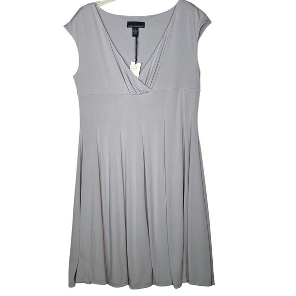 NEW Isabella Rodriguez Gray Cap Sleeve Dress Sz 12 Stretch Jersey - Picture 1 of 5